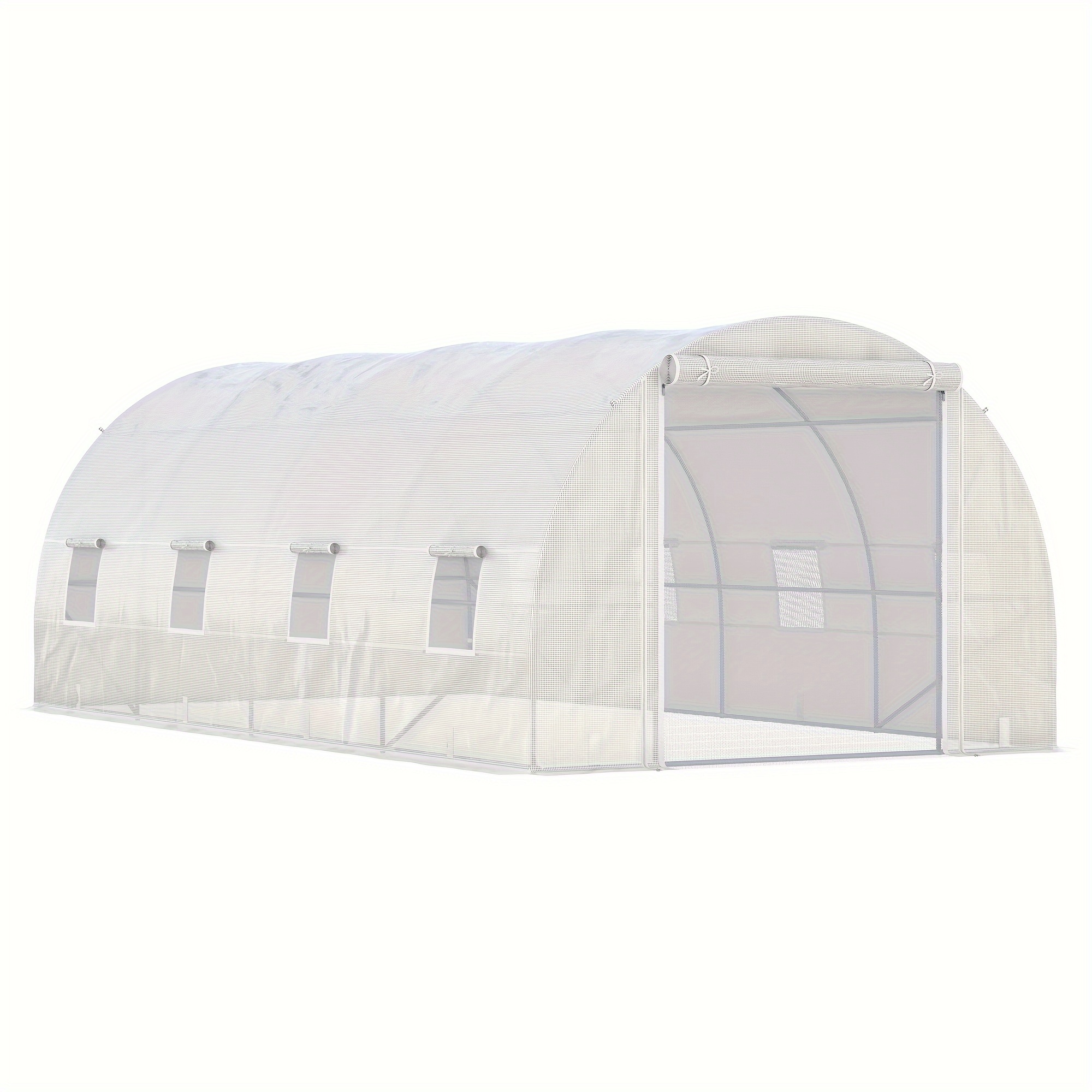 

Outsunny 19' X 10' X 7' Walk-in Tunnel Greenhouse With Zippered Door & 8 Mesh Windows, Large Garden Green House Kit, Galvanized Steel Frame, White