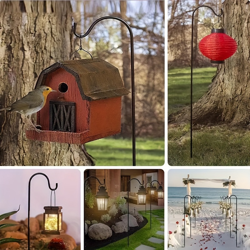 

Traditional Metal Shepherd Hook With Base: Perfect For Hanging Bird Feeders, Plant Baskets, And Festive Decorations - Adjustable Garden Hanging Stake For Solar Lights And More