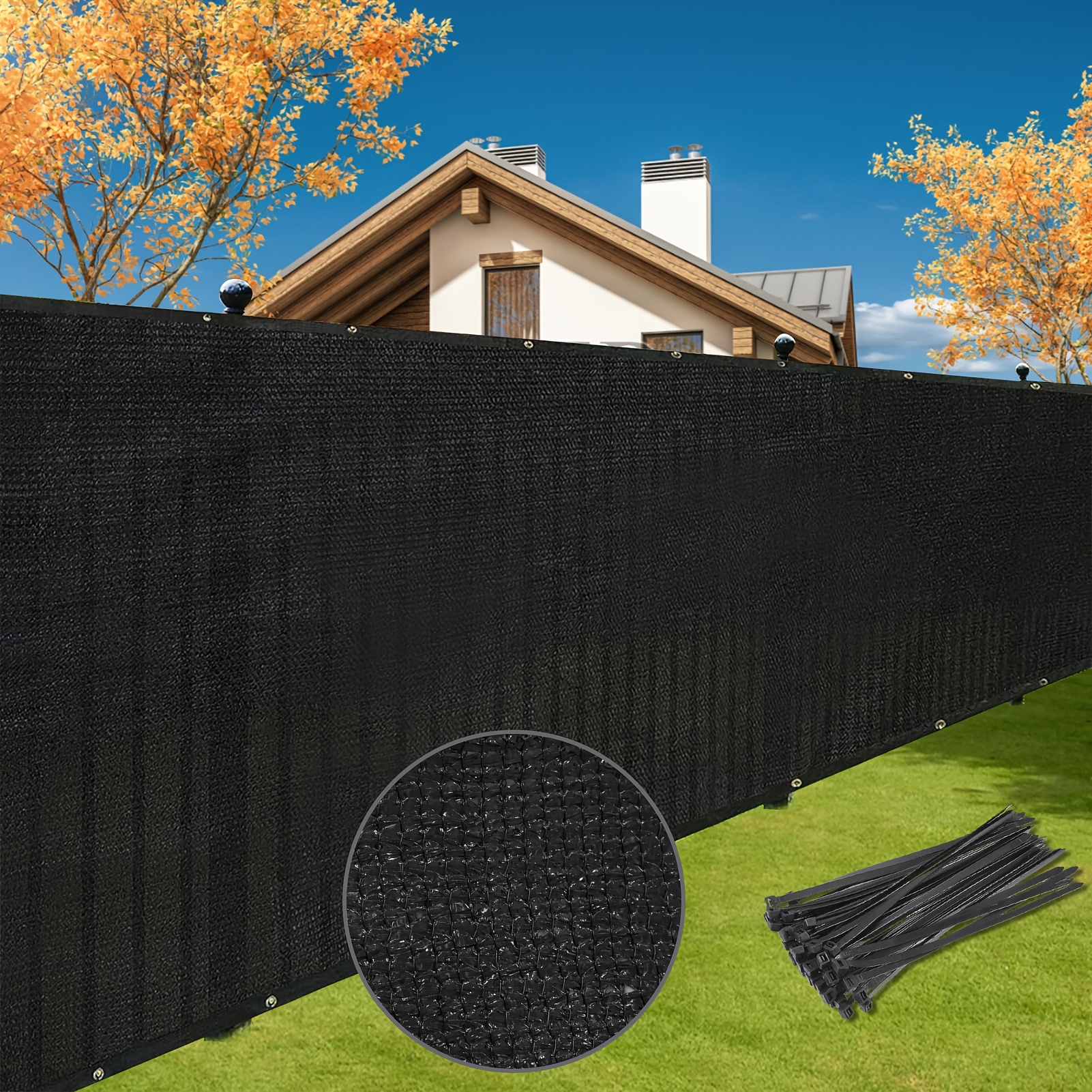 

1pc Heavy-duty Privacy Screen Fence - Windproof & Sunshade Mesh For Outdoor, Garden, Balcony - With Zip Ties, Compatible With Wire, Wooden, Chain Link Fences