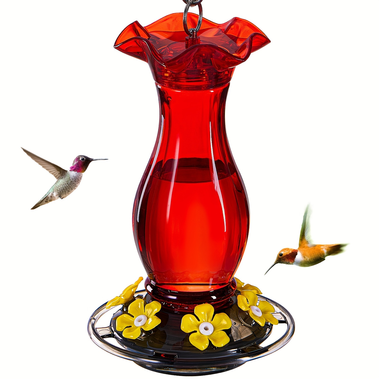 

Ant-moat Hummingbird Feeder: 18 Oz Capacity, 6 Feeding Ports, Leak Resistant, 9.8 In H X 5.6 In Diameter, Suitable For Hummingbirds, No Battery Required