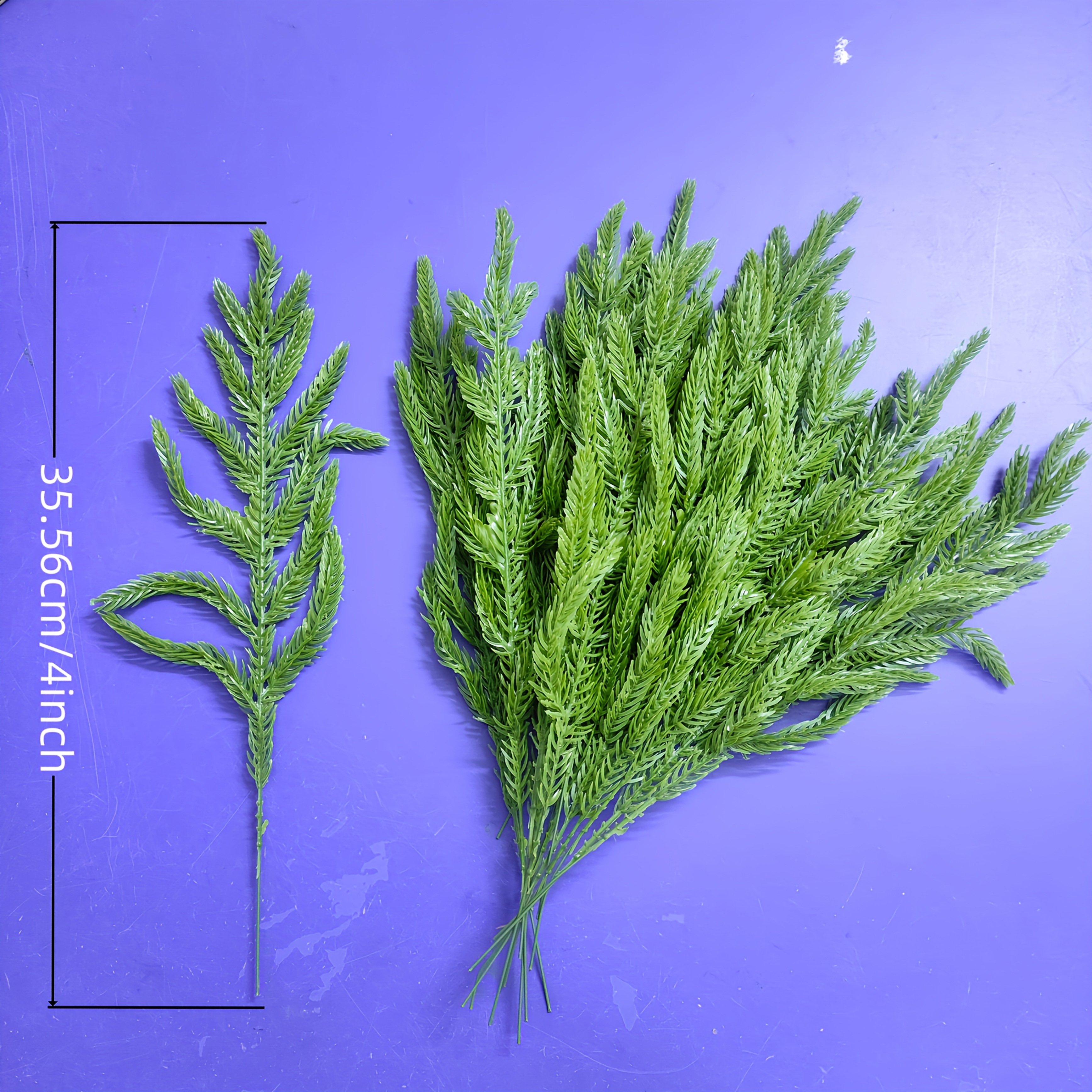 Image of 15pcs Set Of Artificial Norfolk Pine Branches 15.3 Inches Christmas Green Plant Norfolk Pine Stems Fake Pine Needles Branches For Vase Filling Craft Wreath Home Decoration