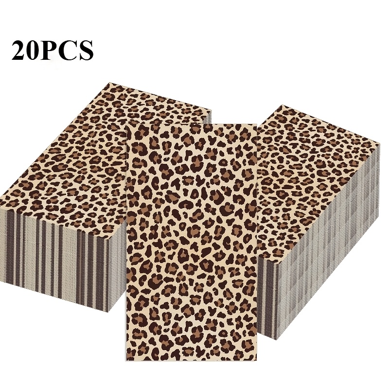 E-shop 20 lange Servietten mit Leopardenmuster für Partys | Modisches, zweilagiges Papier in gemischten Farben mit Edelsteinen, ideal für Hochzeiten,