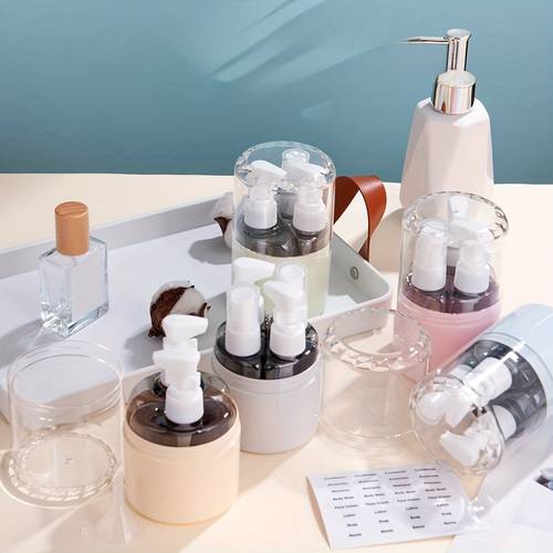 2/3/4pcs Portable Travel Bottle Set, Mist Spray Plastic Bottles, Leak-proof Toiletry Containers For Cosmetics & Liquid Storage, With Carry Case