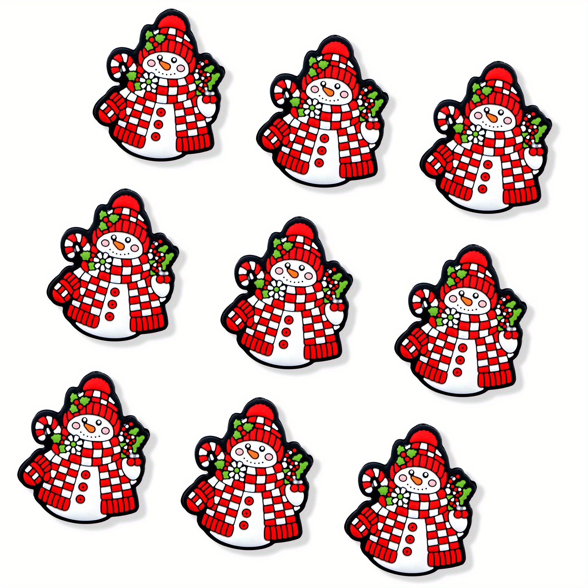 

5pcs Silicone Snowman Beads, Christmas Red Hat Design, Diy Handmade Bead Pens, Keychains, Pendants, Art Crafts, Sewing Supplies, Decorative Beads