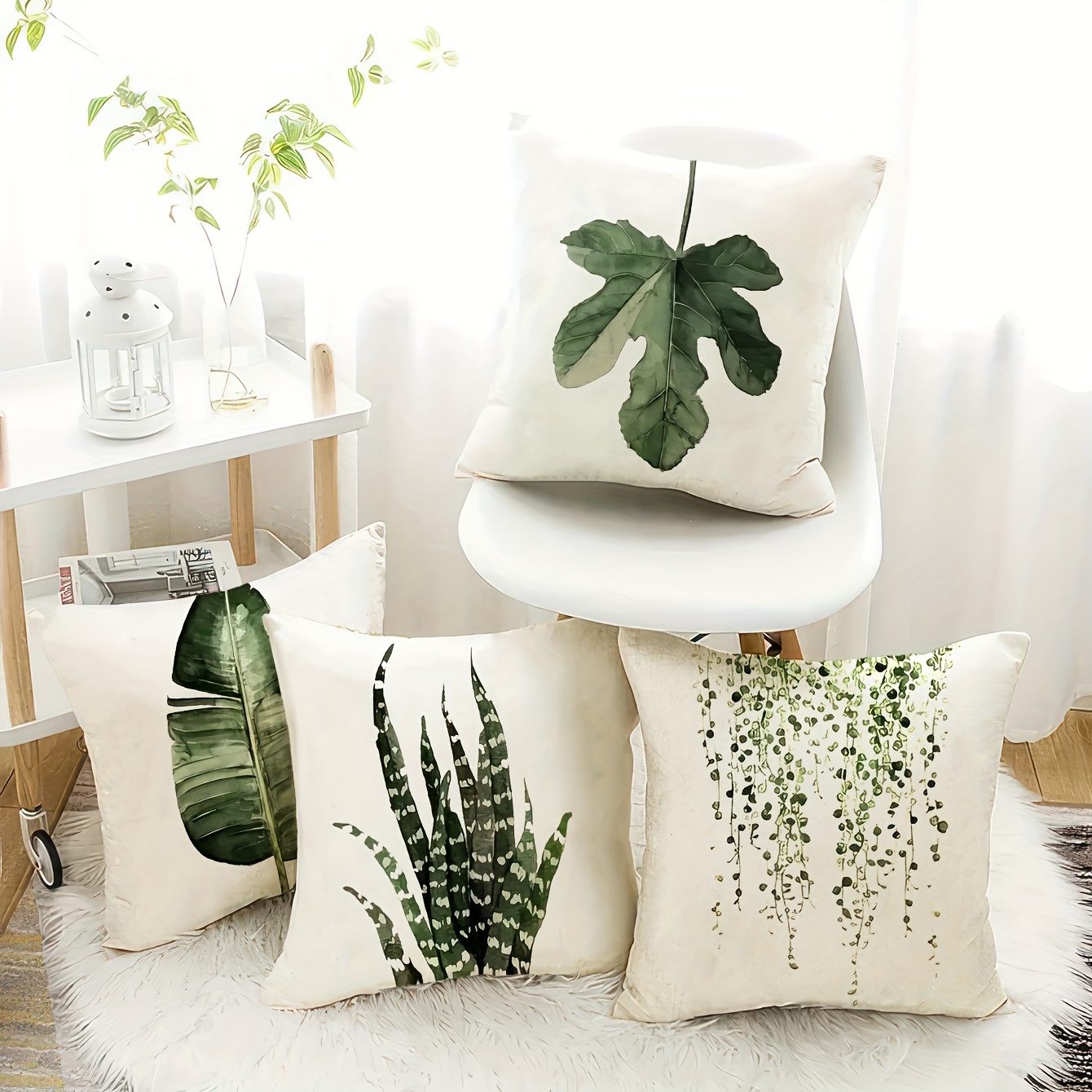 TEMU Ensemble de 4 taies d'oreiller à motif contemporain, en polyester 100% réversible, lavables en machine, fermeture à glissière, 17.7" et 15.7" de