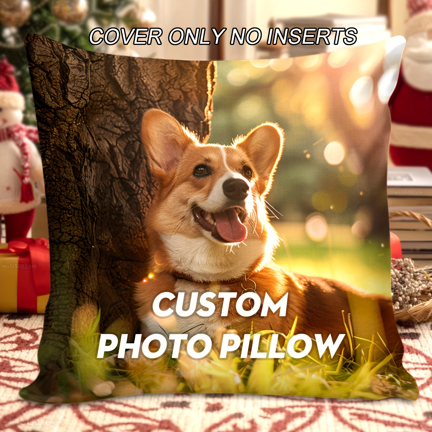 1pc Personalized Short Plush Throw Pillow Cover 18×18inch With Custom Photo For Dog Cat Pet Dog Passed Away Memorial Pillowcase Gift For Living Room Decor, Sofa Decor Square Lumbar Cushion Case