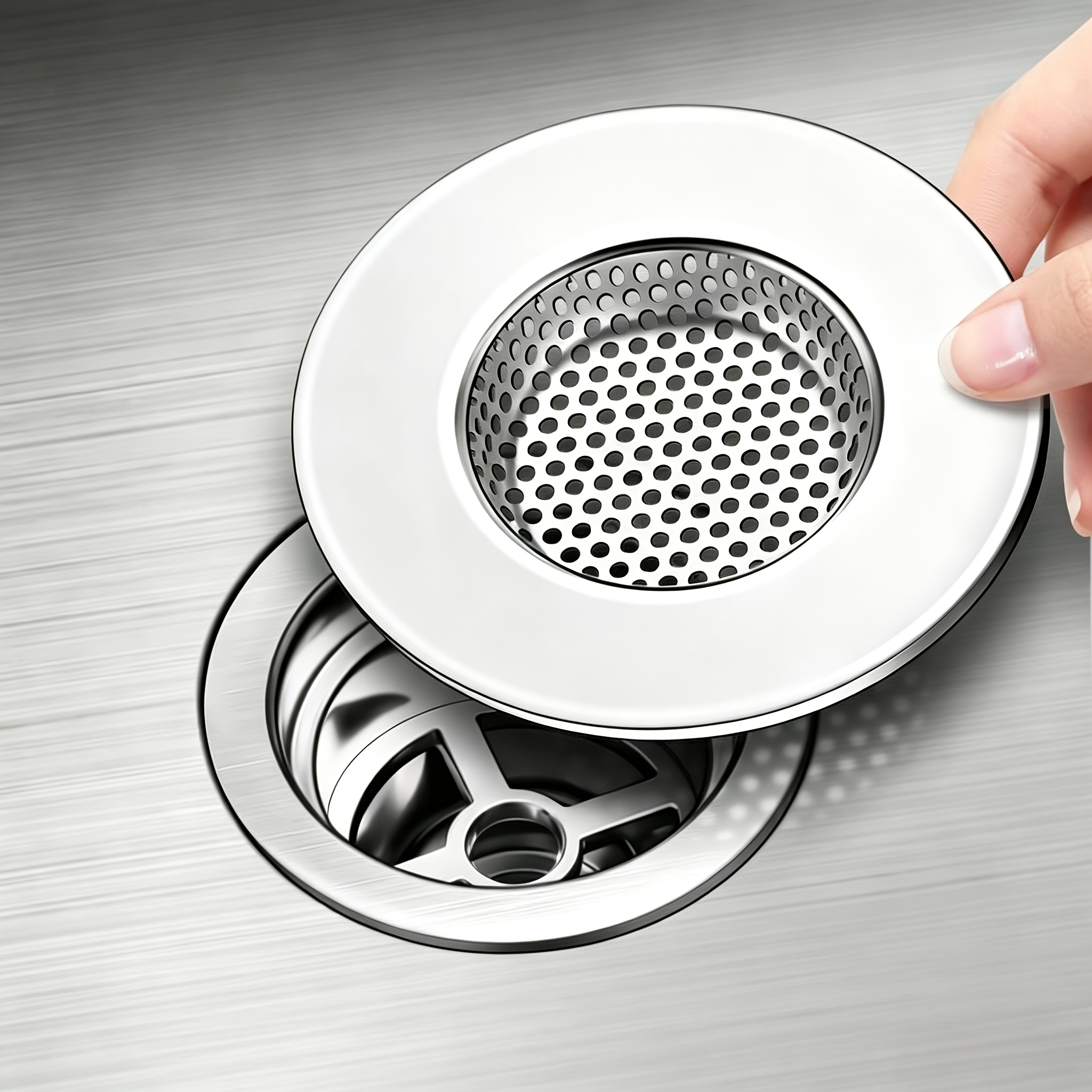 TEMU Filtro per lavello da cucina in acciaio inossidabile per uso , raccogli capelli per lavabo da bagno, per scarico con filtri a rete per prevenire