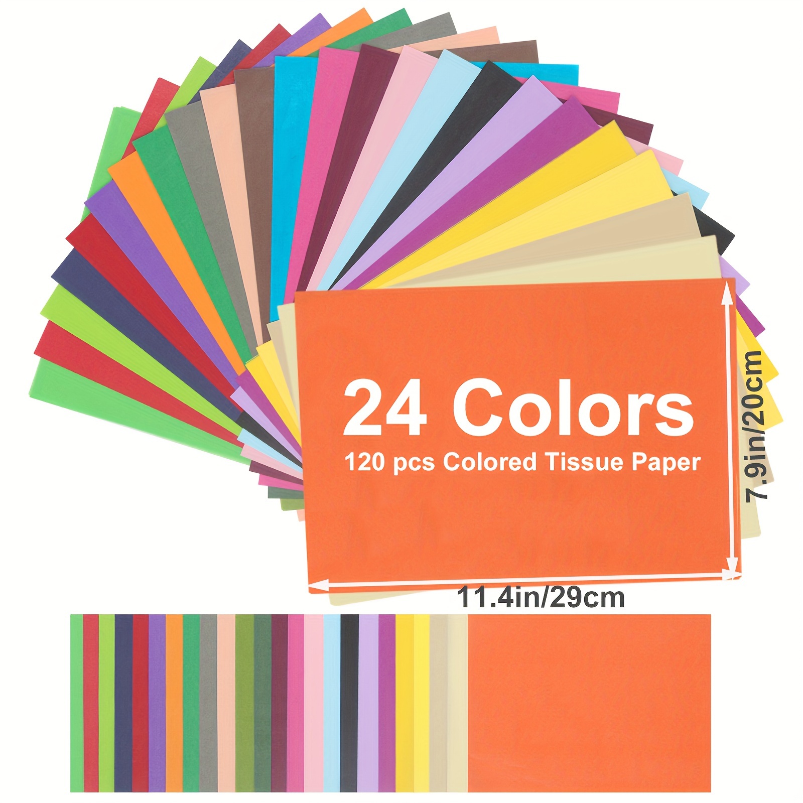 

120pcs Colored Paper, 24 Colors Tissue Paper Bulk, Gift Bags Tissue Paper For Decorative, Art, Rainbow Tissue Paper, 11.4in X 7.9in For Craft Birthday Party Festival