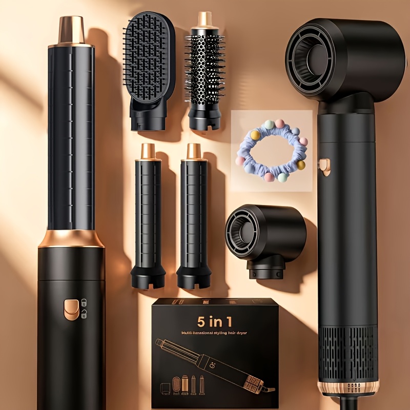 Image of Hot Air Brush Hair Styler Detachable Wrap Styler Upgrade 5in 1 Hot Air Brush Curling Iron Brush Hair Styling Tools For Curling Straightening, Hair Straightening Tool, Salon Styling Tool