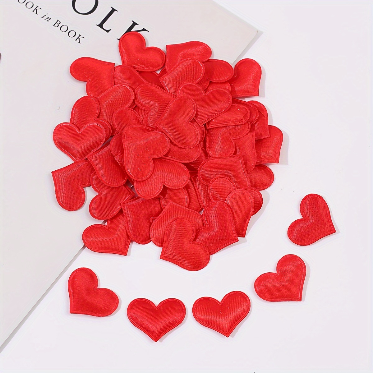 Image of 50pcs Red Technology Pressed Peach Heart-shaped Wedding Decorations, Hand-scattered Love Heart Petals, Suitable For Weddings And Valentine&;s Day Parties,for Christmas, Halloween