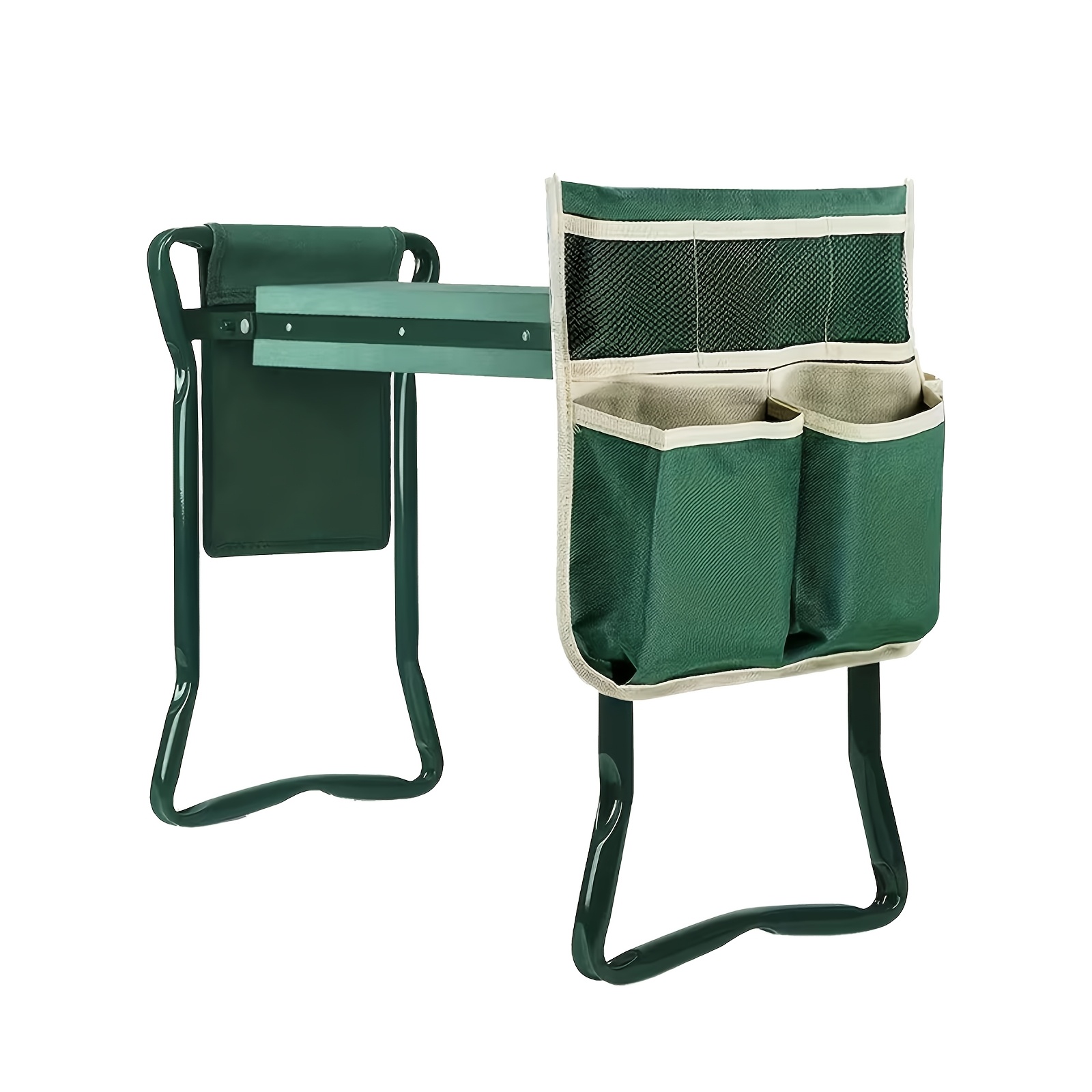 Image of Set Of 3 Foldable Garden Kneeling Stools, Includes A Garden Bench With 2 Tool Bags, Designed For While Kneeling, Perfect For Gardening, Lawn Maintenance, And Home Cleaning, Easy To Store
