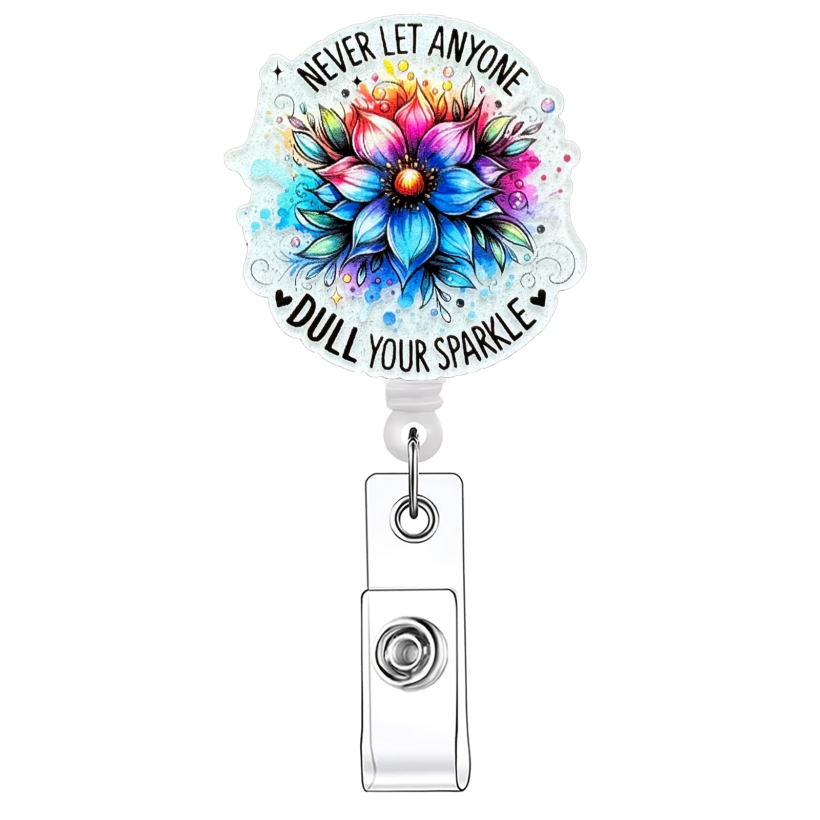 

1pc Inspirational Acrylic Badge Reel Holder With Id Clip - Retractable Name Tag Strap For Nurses, Doctors, And Students