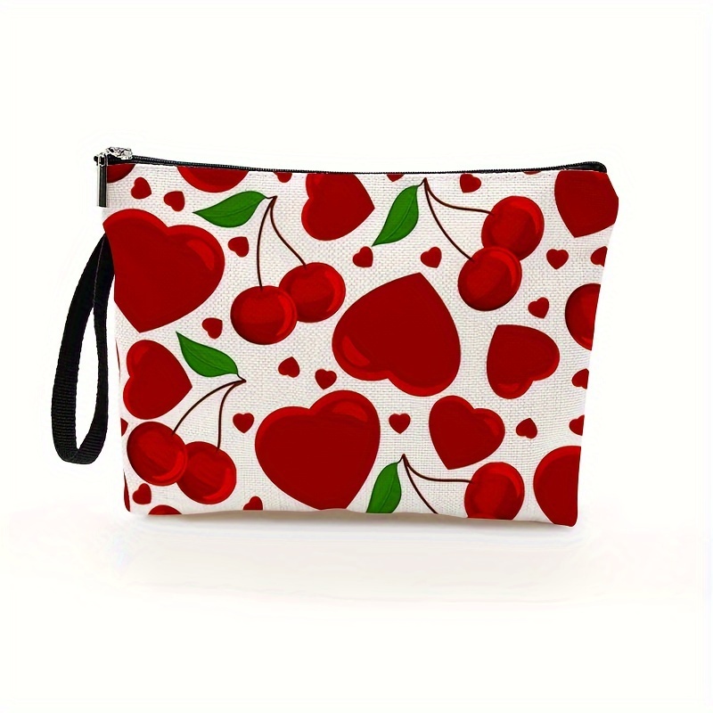TEMU Valentine's Day Makeup Bag, Heart And Cosmetic Bag, Material, Suitable For Holiday Outdoor Travel And Daily Use Zipper Bag, Perfect Gift For
