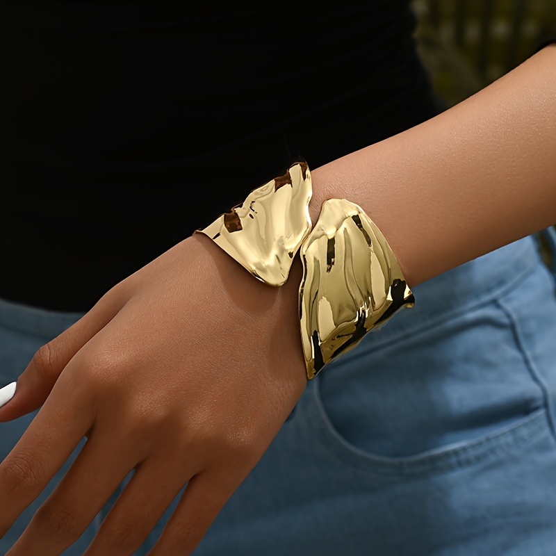 Geometric Adjustable Leaf Cuff Bangle for Women