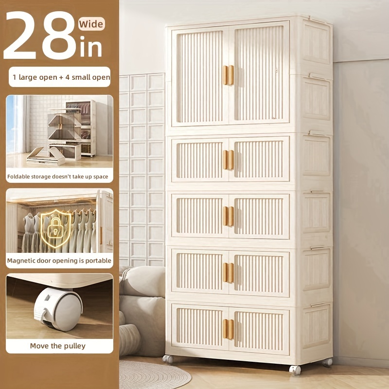 

Home Minimalist Foldable , 1 Set With 4 Storage Layer For Hanging Clothes. To Install A Large . Multi Person Clothes Organizing Box For Men And Women. For Men