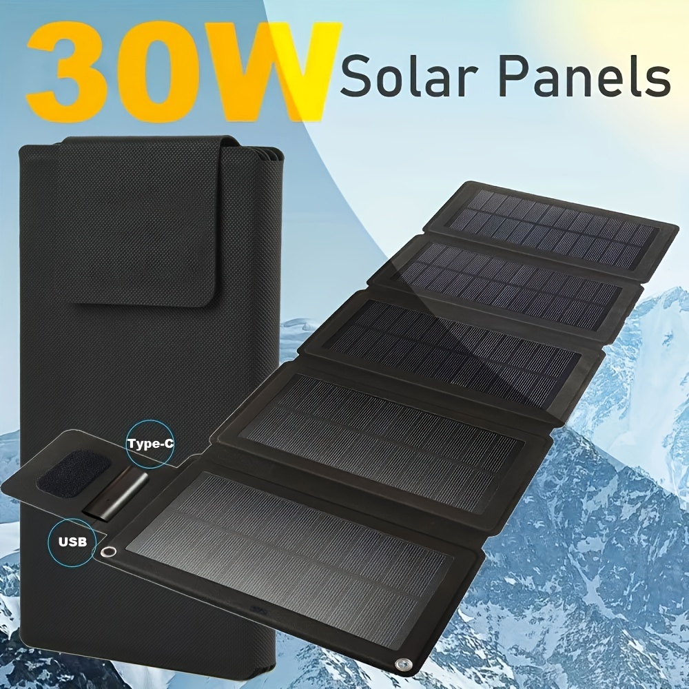 

1pc 50w Portable Foldable Solar Panel Charger, For Outdoor Camping Solar Battery Charger, Waterproof High Efficiency Solar Panel Kit, Dc For Portable Power Station Usb Solar Panel Battery Charger