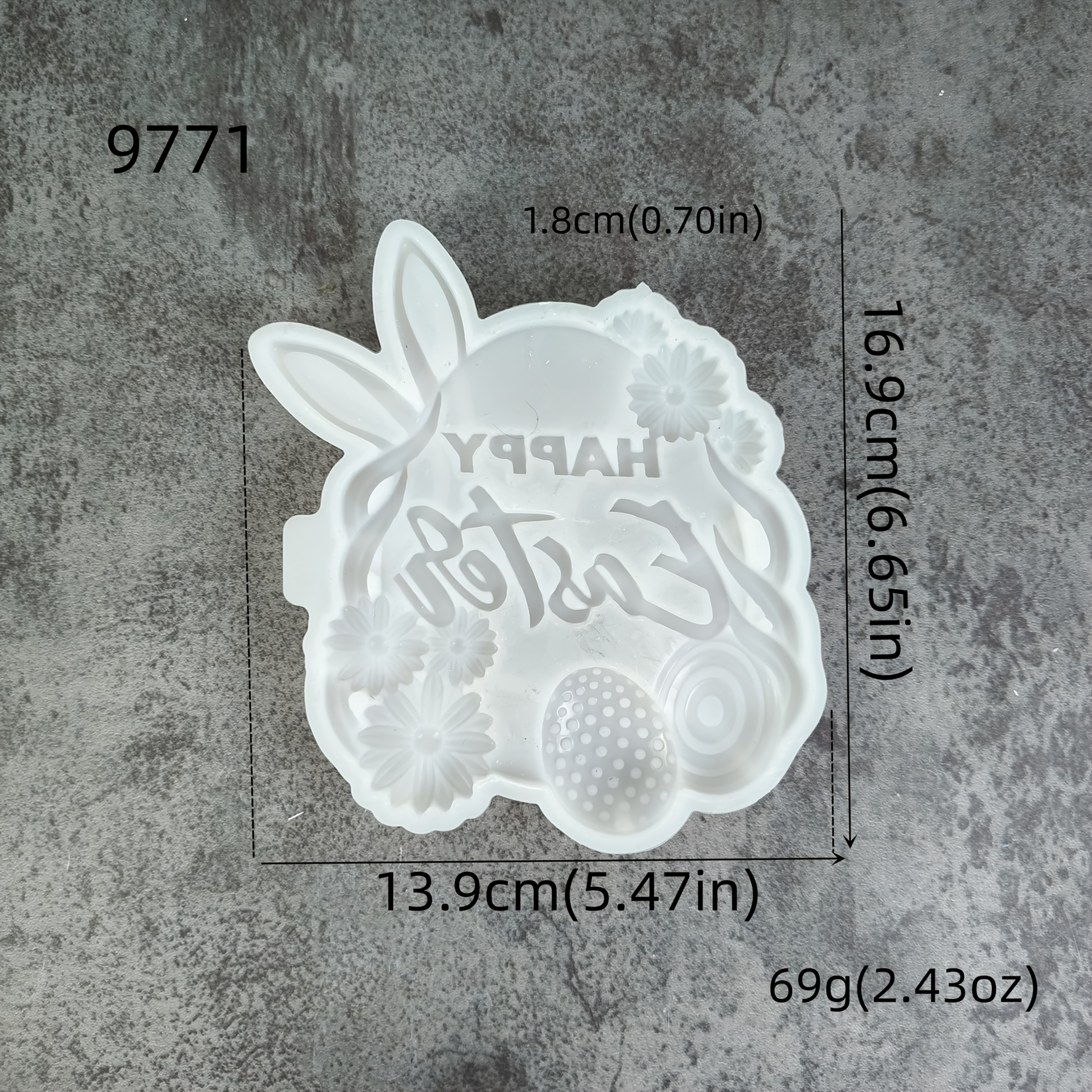 1pc Easter Bunny Silicone Mold, "" Lettering With Floral And Egg Accents, Irregular Shaped Resin Plaster Casting Mold For Diy Wall Hanging Decorations