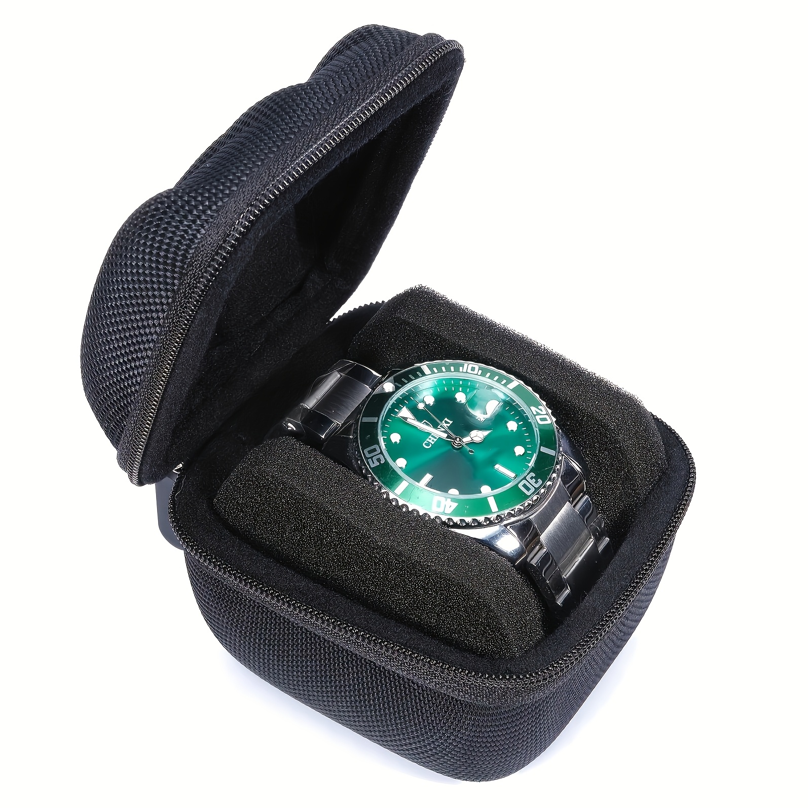 TEMU 1 - Étui rigide pour montres grandes et petites avec coussin doux, boîte à montres rectangulaire compacte pour voyage et rangement, boîtier à