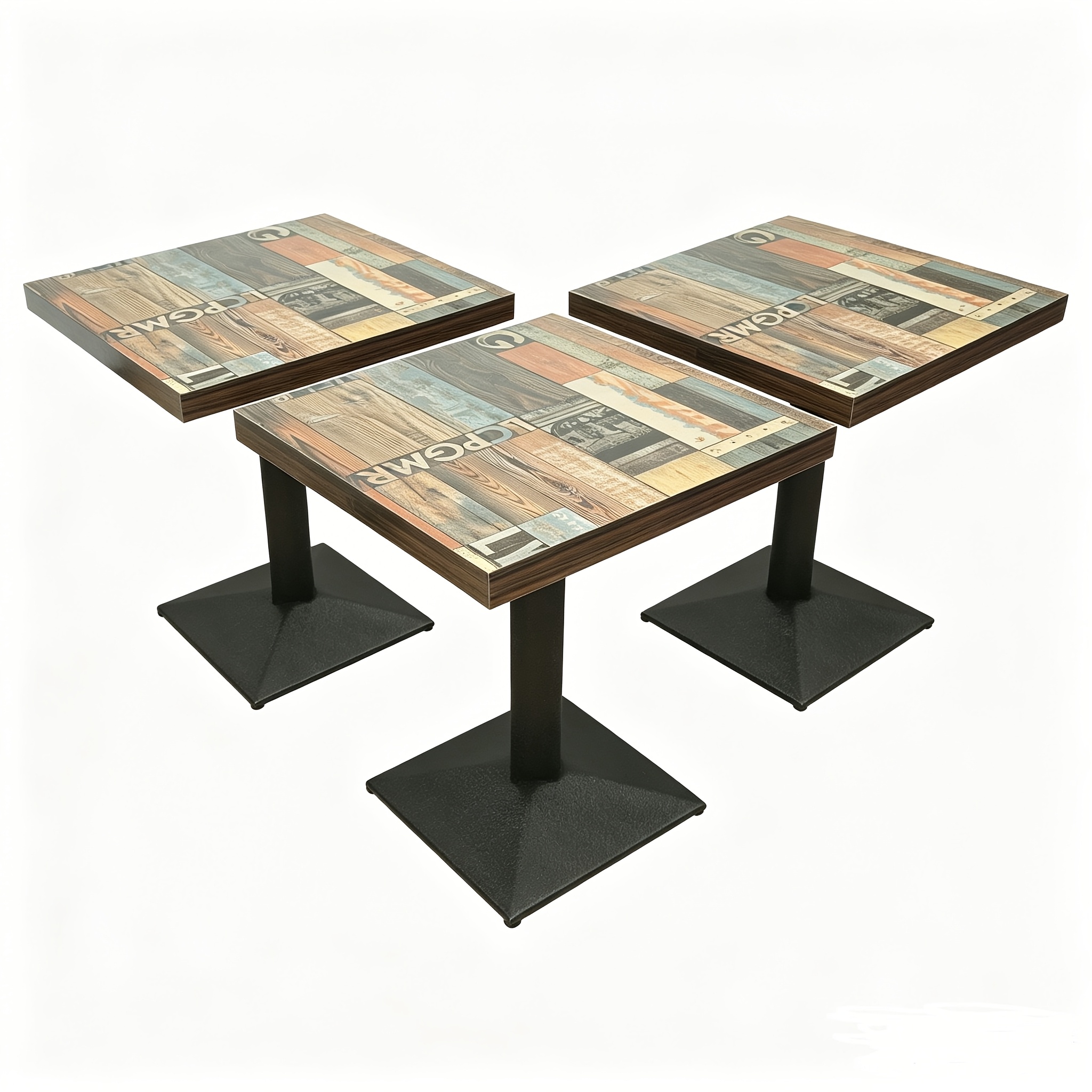 Image of 3-pack Square Wooden Tables - 60cm X 60cm X 75cm Classic European Design, Versatile Dining Desk For Cafe, Bistro, Restaurant & Home Kitchen, Sturdy Commercial Quality
