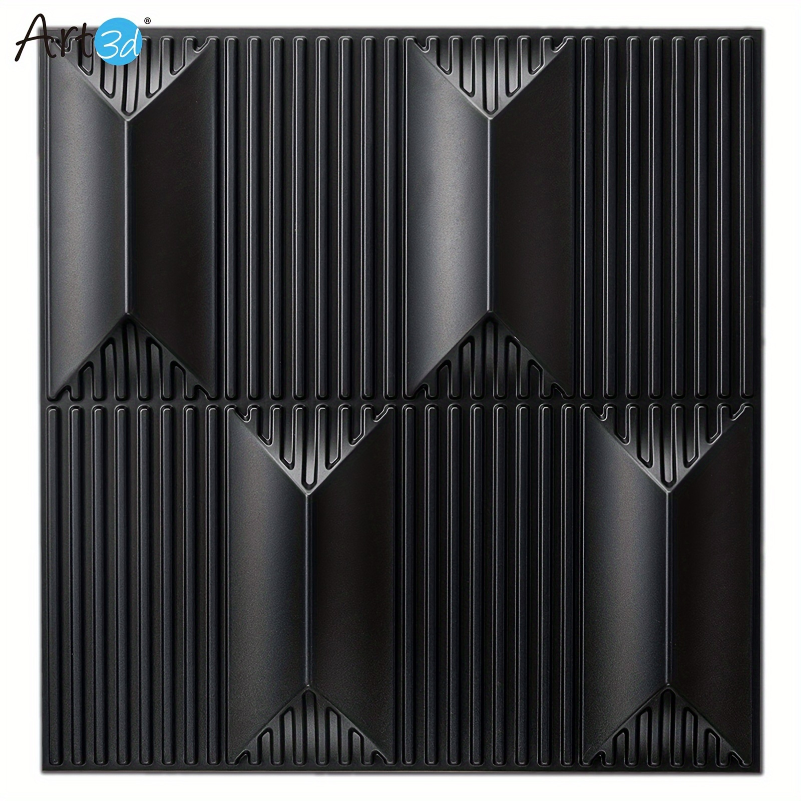 

Arrangement Design 3d Wall Panel, 12 Tiles, 32 Square Feet, Black