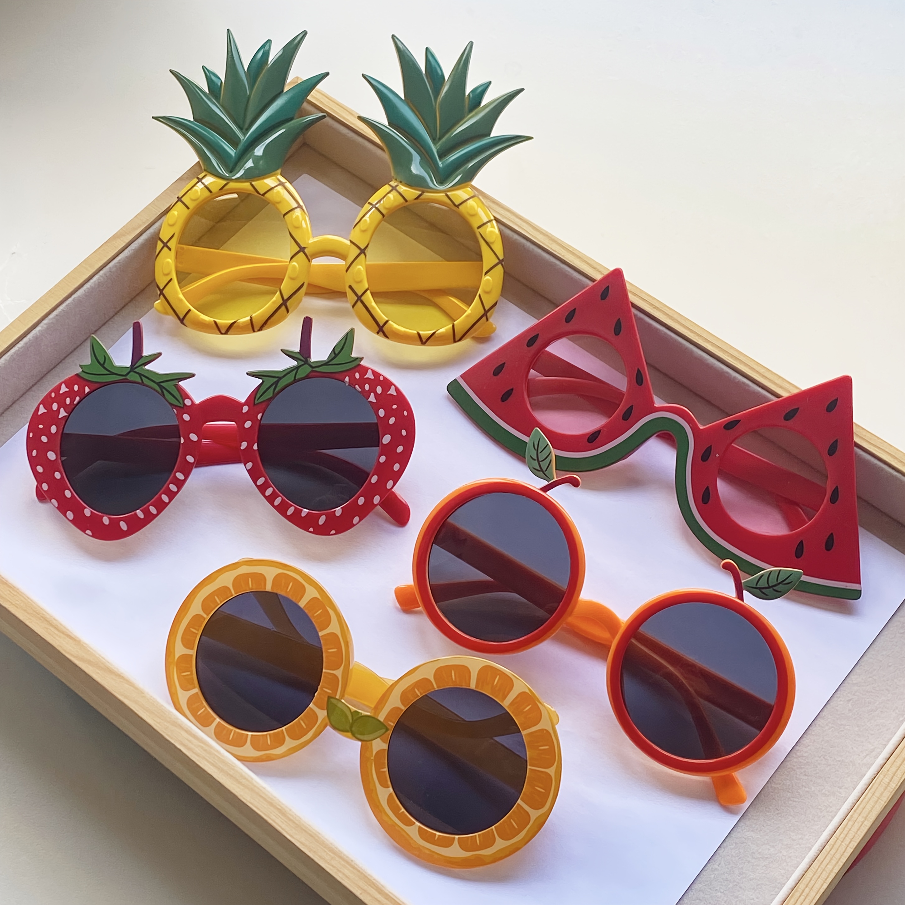 

5 Pairs Of Fruit Combination Party Glasses, Watermelon + Orange + + Strawberry + , Funny Decorative Glasses, Party, Beach, Birthday, Dance, Full Of - Holiday Decorative Glasses