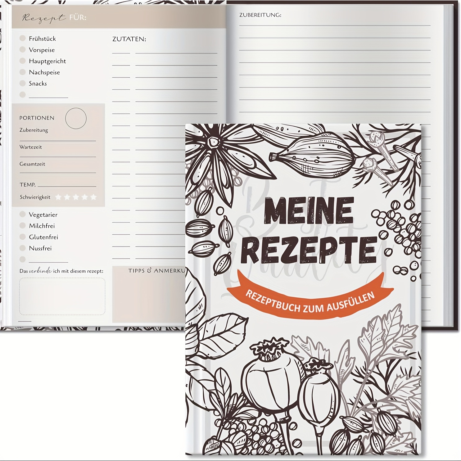 TEMU Homemade Recipe Book A5 Size - Self-written Recipe Book, 224 Pages In Total, Diy Record Of 100 , Baking Recipes | Self-written Recipe Book |