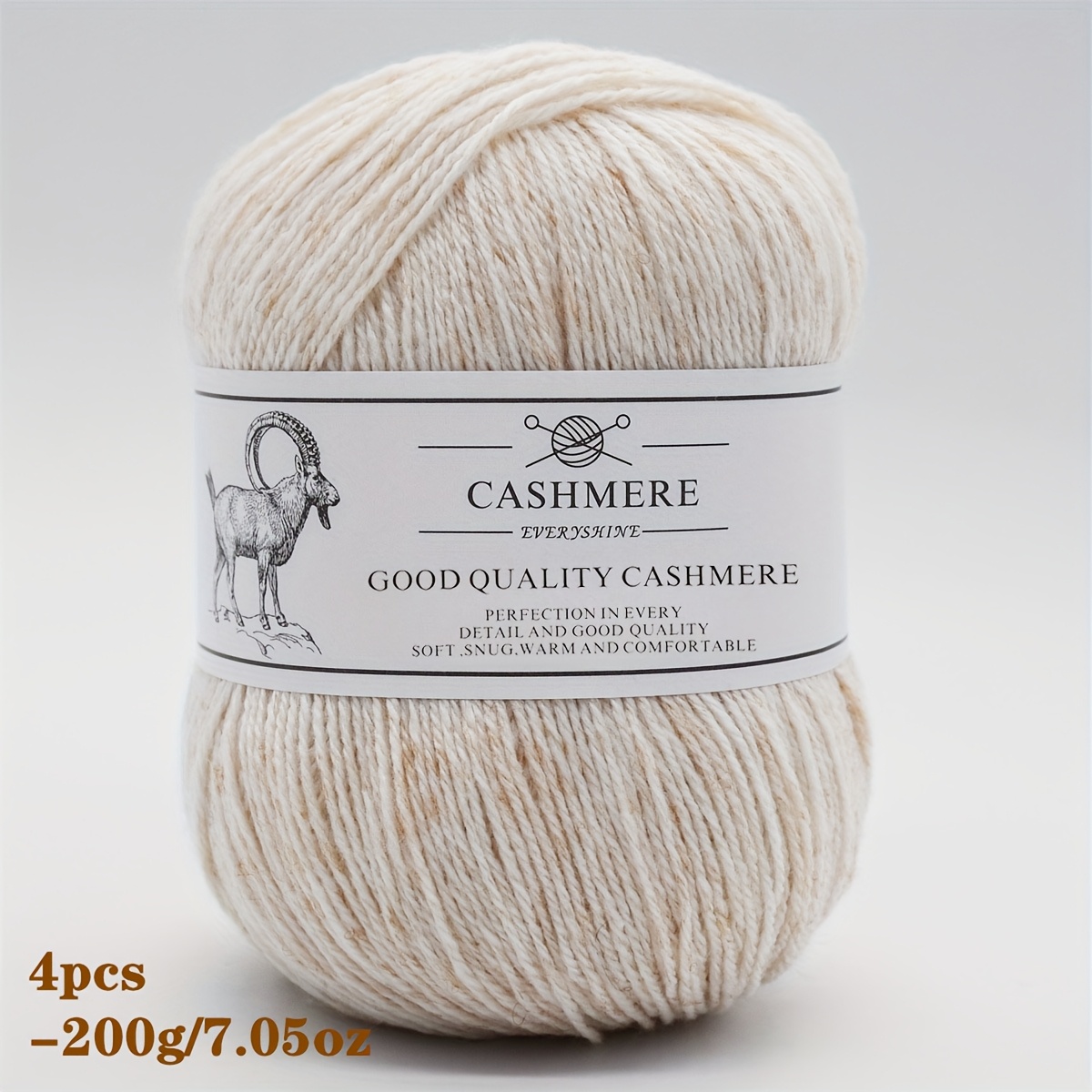 Image of 4pcs Cashmere Yarn - Warm Luxury Crochet & Knitting Thread Suitable For Hats, Scarves, Sweaters, - 1.76oz/350yd Per , (,,,,, Grey,,)