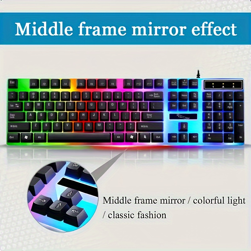 rgb gaming keyboard and mouse set wired usb 104 key keyboard with led lights compatible with pc ps4 one no battery required for pc gaming accessories details 2