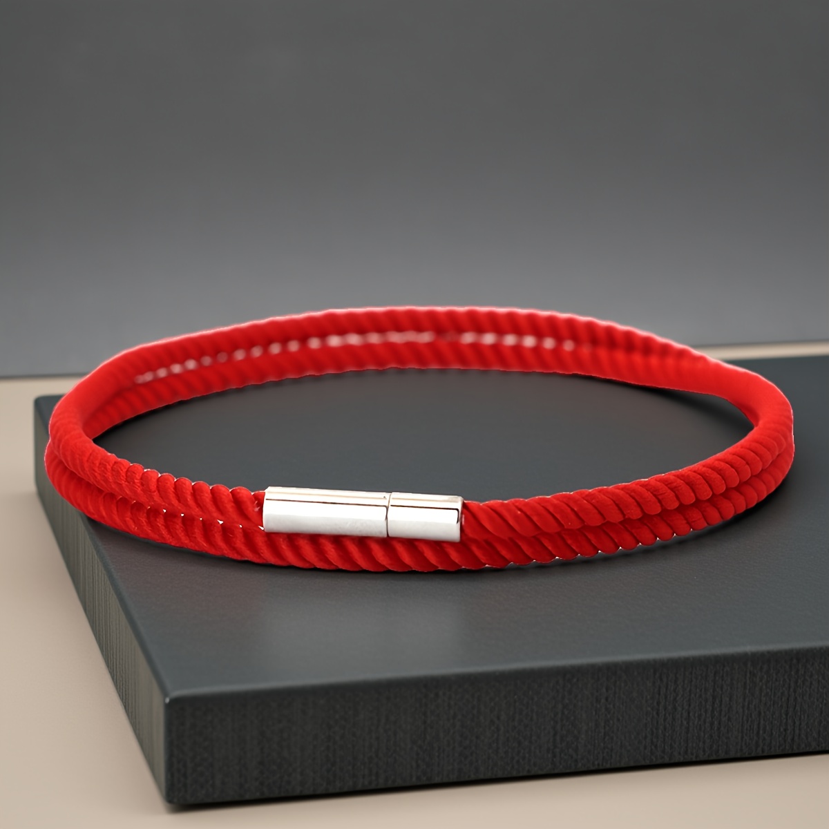 TEMU 1pc Boho Style Men's Handmade Double Layer Thin Cord Bangle Bangle Bracelet Minimalist Rope Thread Bangle Bangle Bracelet For Men