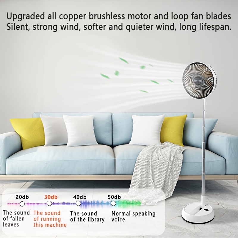 7200Mah Retractable And Rotating Table Fan, USB Charging, with Timer Function, Remote Control, Three-Speed Adjustment, Suitable for Indoor And Outdoor Use, Easy to Carry, a Must-Have for Holidays