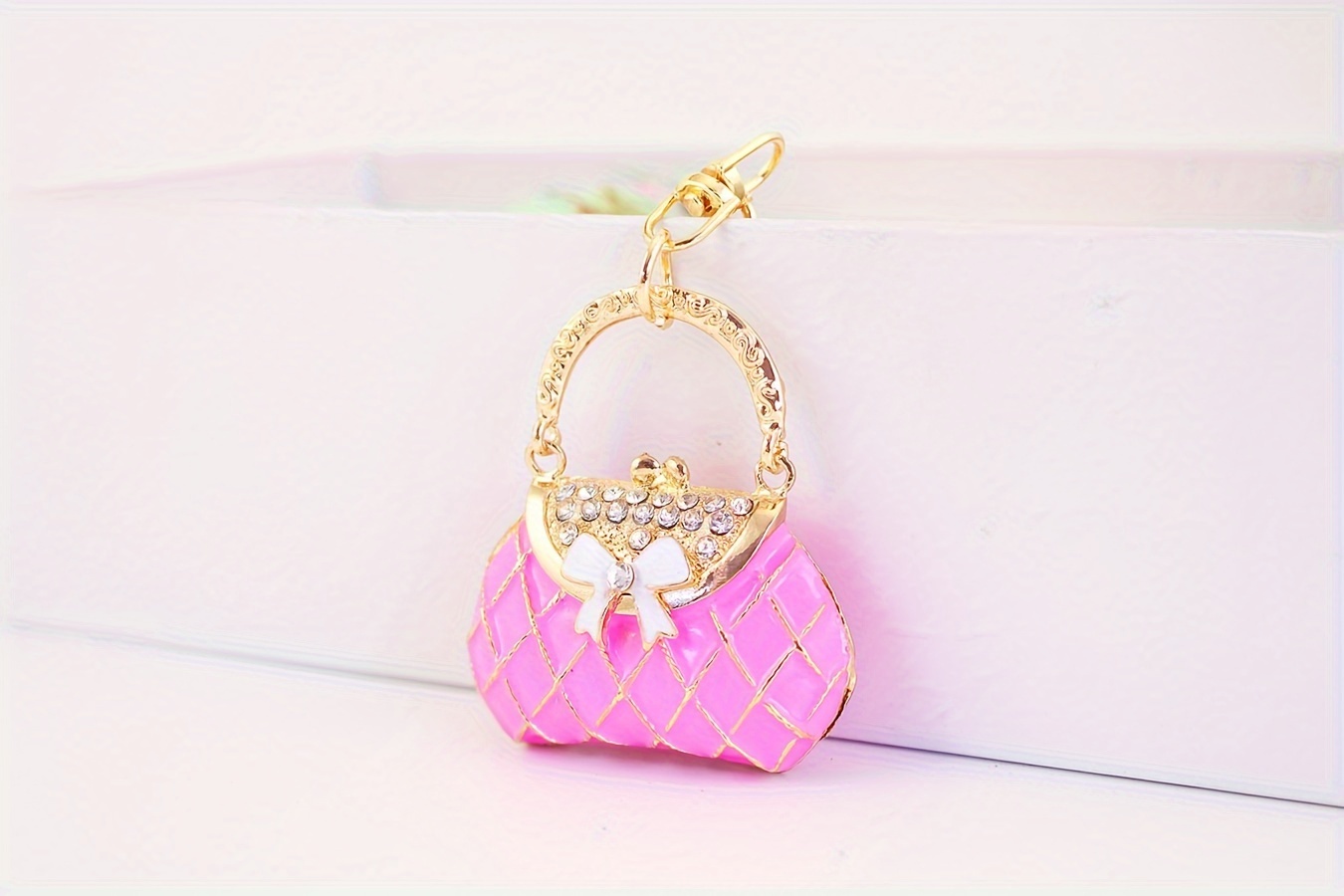 elegant   bow keychain alloy lobster clasp charm for womens bags car keys perfect gift for her details 1