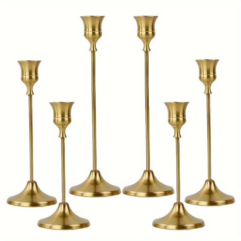 TEMU Elegant 6/12pcs Metal Candle Holder Set With Detachable Base - Romantic Dinners, Weddings, Table Centerpieces & Home Decor - Cone-shaped Design,