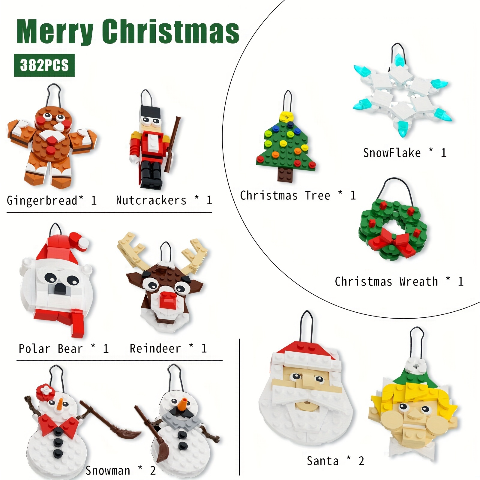 DIY Holiday Ornaments Gift Set - Puzzle Construction Toy Block