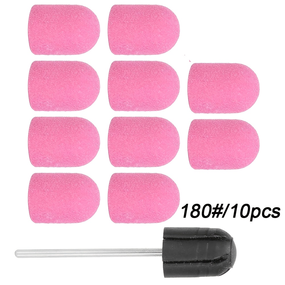 10pcs Notnoot Nail Drill Bits Suitable For Foot & , 180#/80#// Grit Electroplated Nail Sanding Caps With Tip For Remover, Manicure Pedicure Burr Polish, For Use (pink)