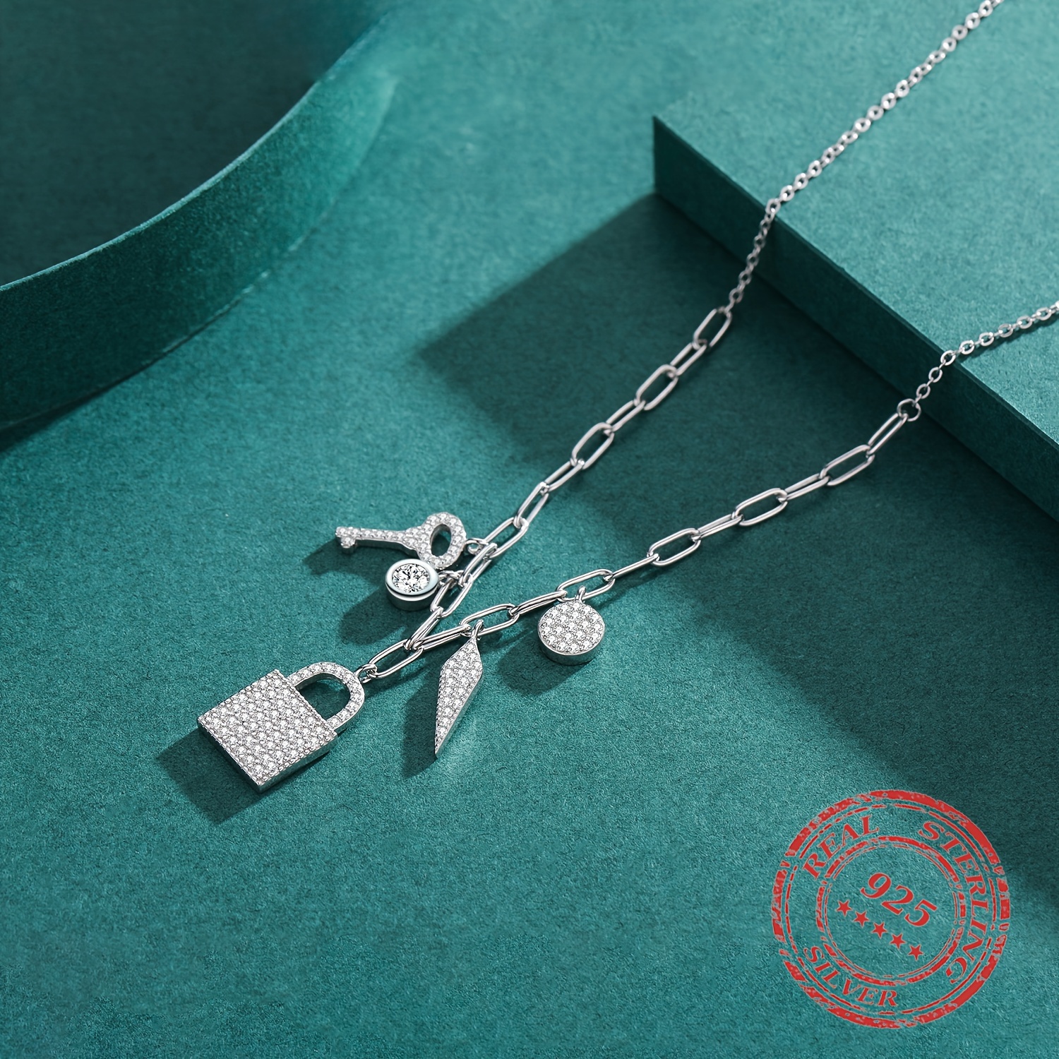 925 Silver Key Lock Pendant Necklace Wedding Jewelry