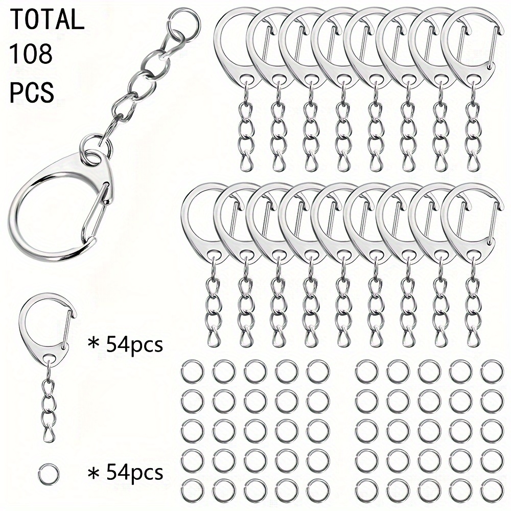 64/108pcs Small C Spring Lobster Clasp Keychain Set, With Four-section Chain Pendant, With Open Jump Ring, Handmade Keychain, Craft Making Additions, Halloween, Christmas Decoration Supplies