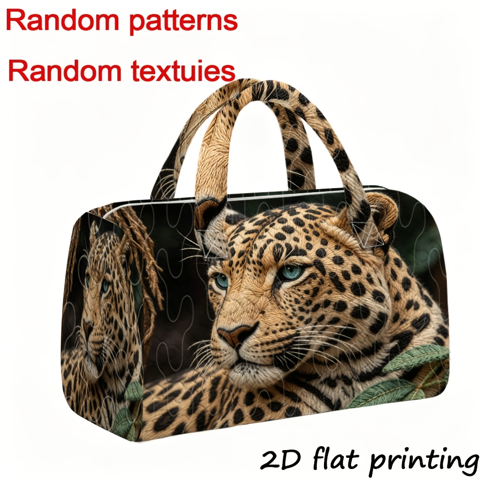 TEMU Geräumige gesteppte Tragetasche mit Leopardenmuster, 2D-Flachdruck (kein 3D), Damen-Handtasche mit großem Fassungsvermögen, leicht, faltbar und