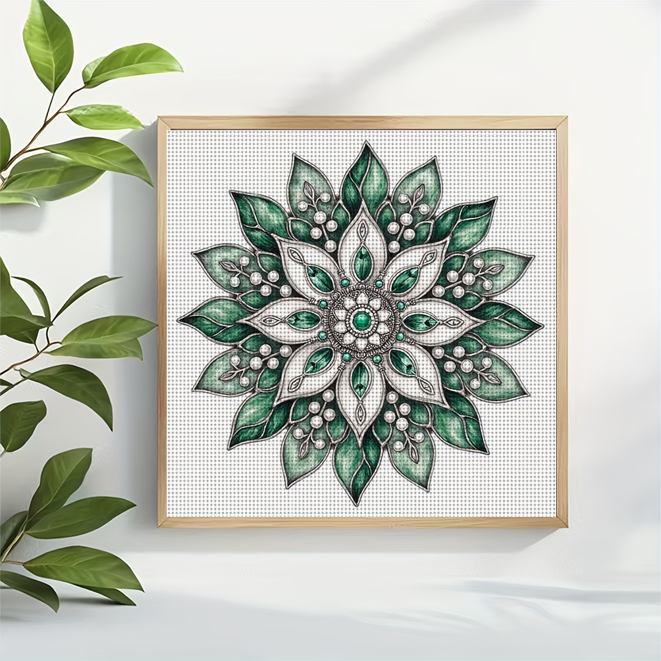 Printed Cross Stitch Kit with Decorative Floral Pattern