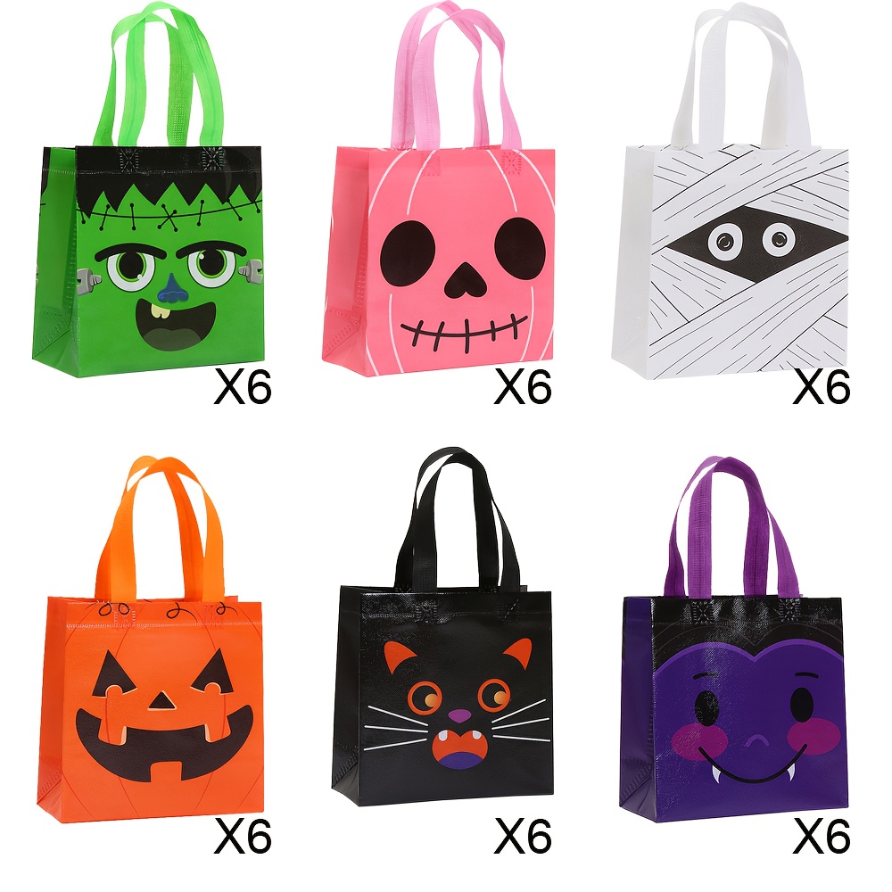 TEMU Gift For Her/him 36pcs Of 6- Halloween Gift Bags And Shopping Bags, 7.9in X7.7in X3.5in, Party Hand-held Gift Bags, Gift Packaging Bags, Monster
