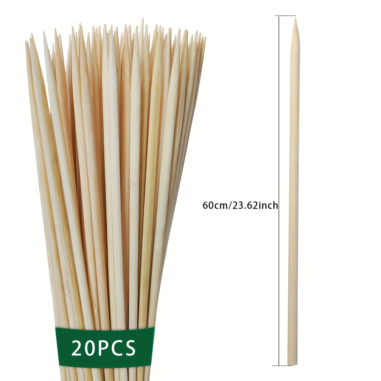 20-pack 60cm Natural Bamboo Plant Stakes | 23.62" Garden Climbing Supports
