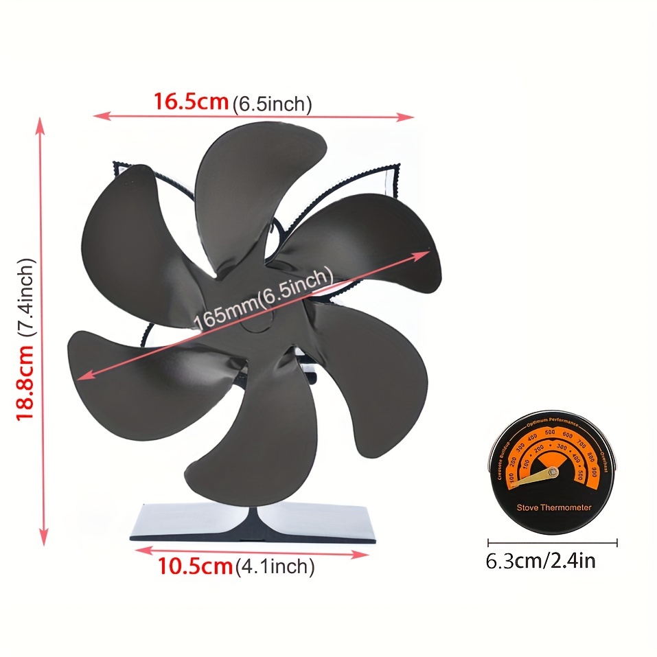 1 2pcs 6 blade wood stove fan metal painted remote   circulation electric fan design no electricity required for   heat distribution in wood   burners essential for   heating in fall winter details 6