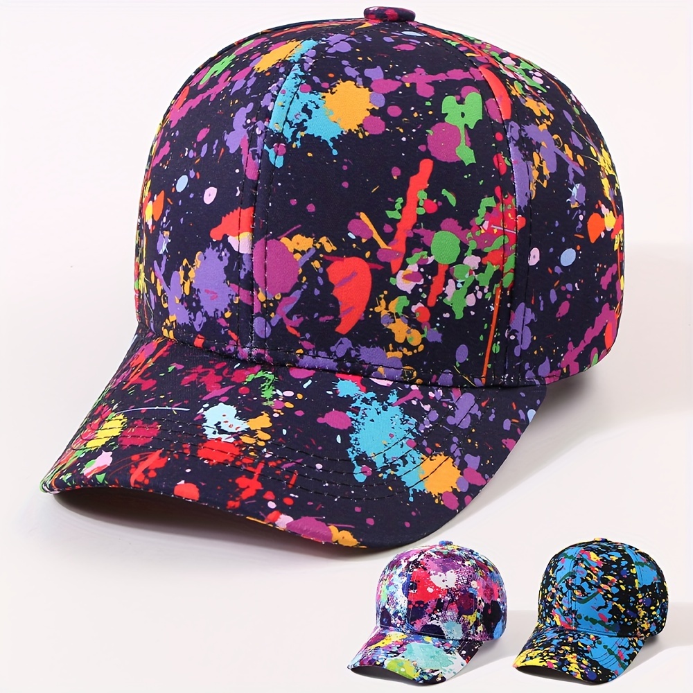 

Casquette de baseball tie and dye avec des motifs graffiti tendance, style hip-hop, légère et ajustable, pour femmes et hommes.