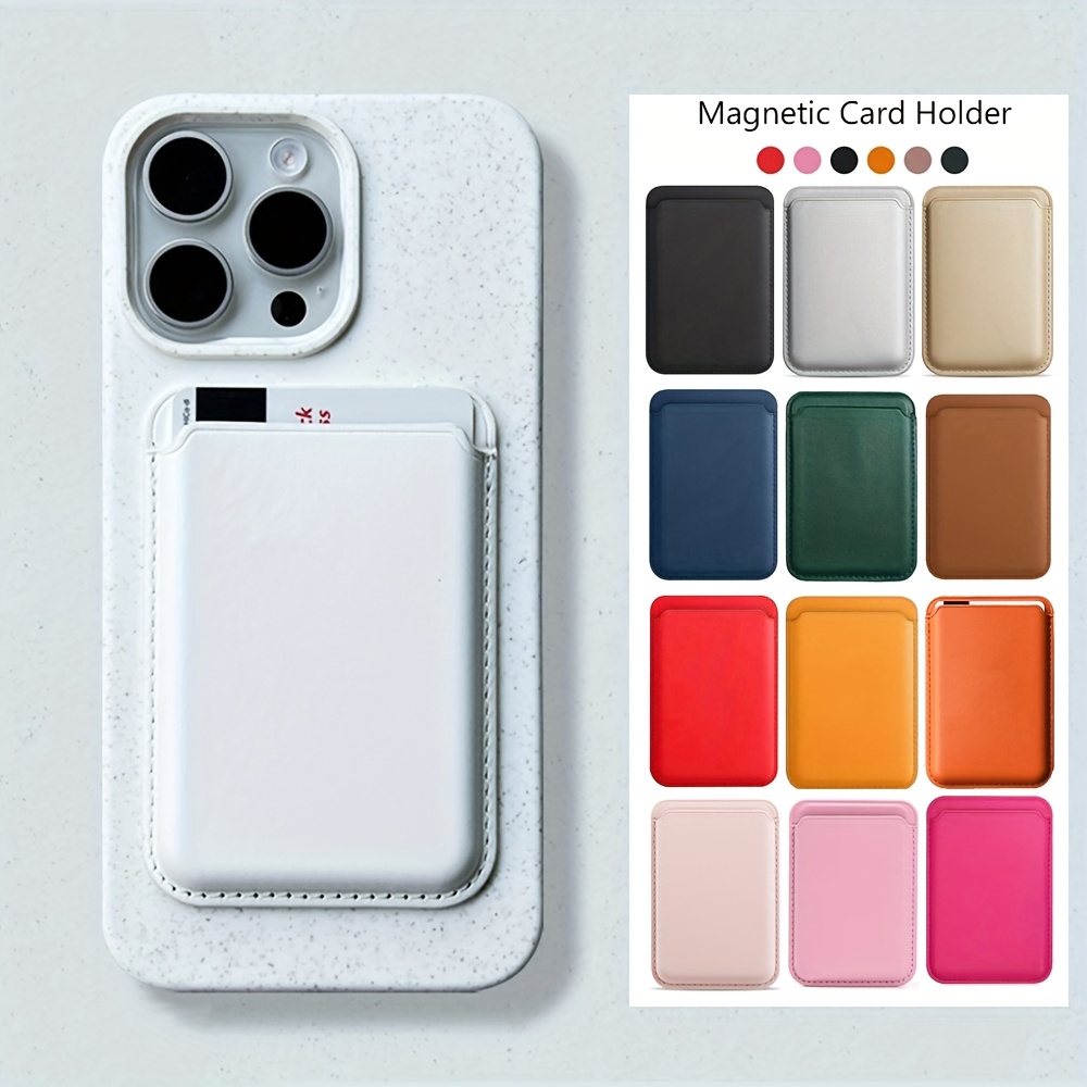 Ultra-Thin Magnetic Faux Leather Card Holder for Iphone 16 15 14 13 12 Pro  * Magnetic Card Holder Wallet for Iphone Magnetic Cover Phone Accessory
