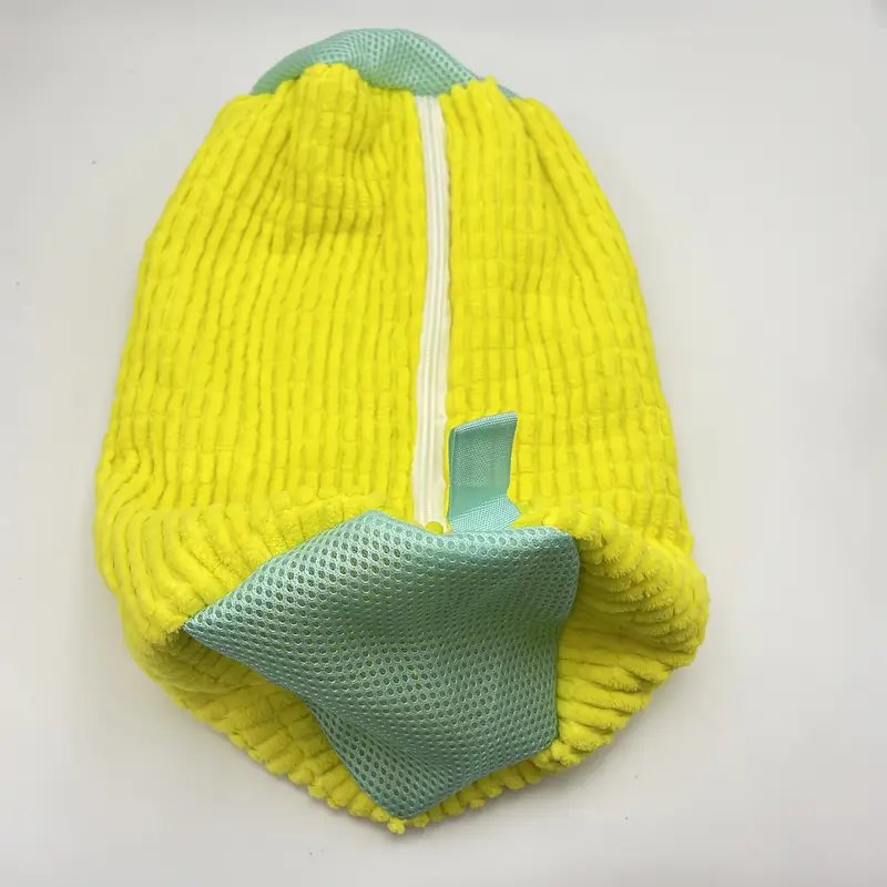 durable shoe washing machine bag yellow with blue zipper protective laundry bag with rich fluff interior ideal for sneakers and casual shoes non woven fabric zipper closure footwear cleaning solution zippered laundry bag durable zipper closure shoe storage organizer laundry bags details 1