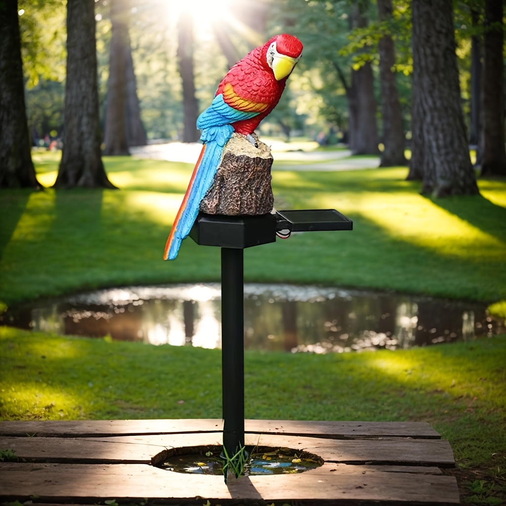 

1pc Solar-powered Resin Parrot Light, Outdoor Garden Solar Charging Animal Theme Lamp With Light Sensor, Nickel Battery, No Remote Control - Decorative Yard Lighting