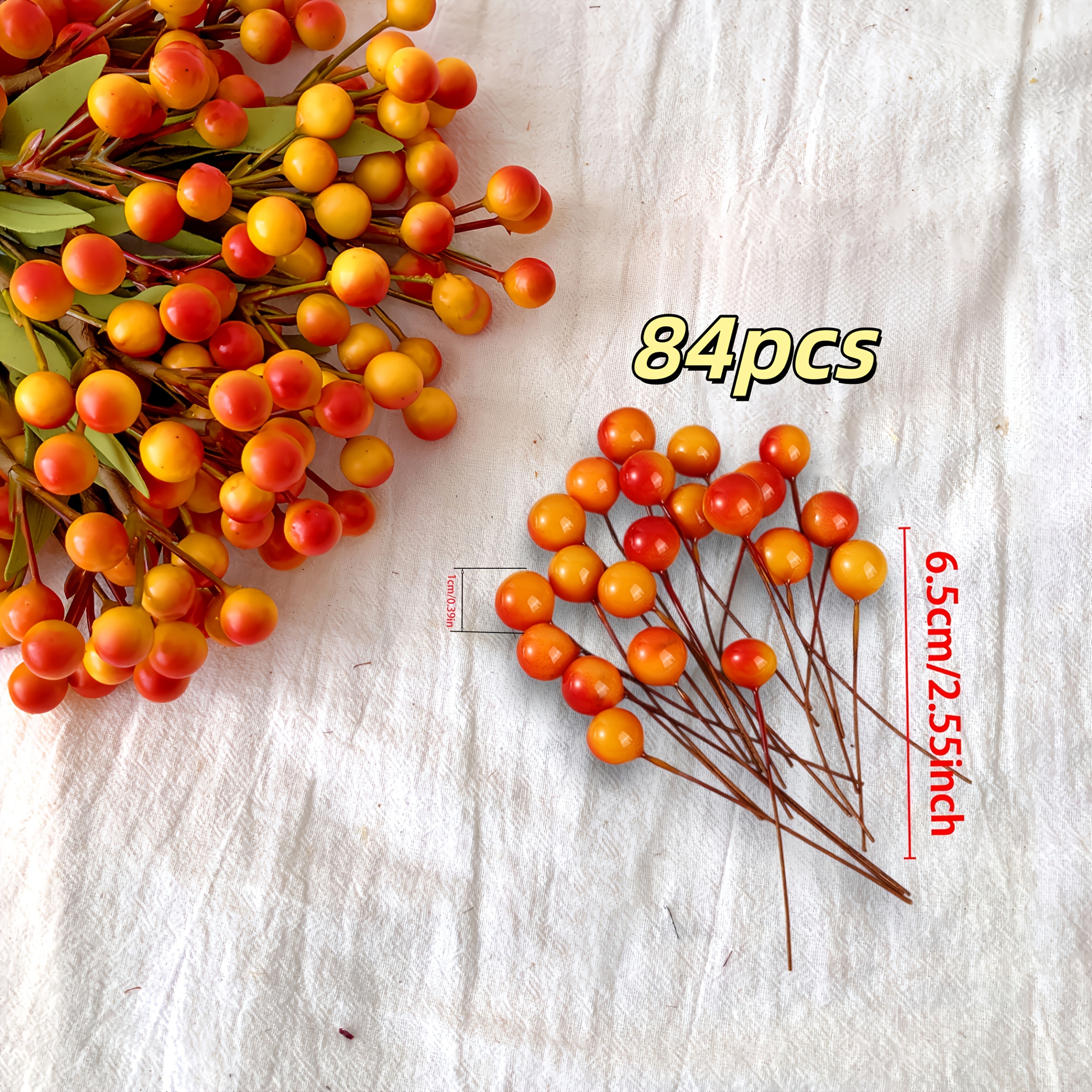 TEMU 84 pièces de fleurs artificielles de récolte d'automne, branches de rouge-orange pour Thanksgiving, tiges torsadées à , convient pour la