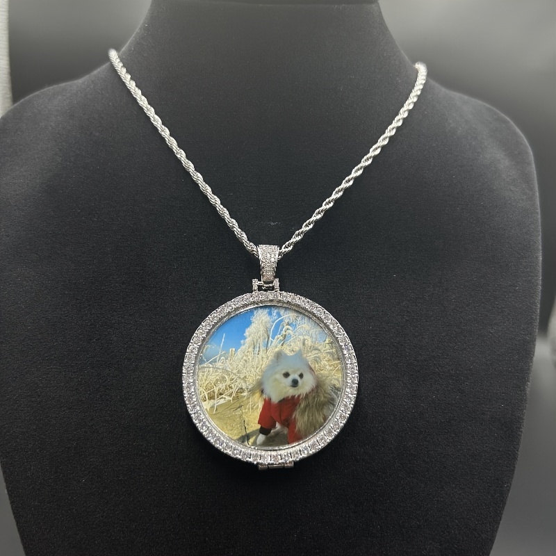 TEMU Custom Flip Small Round Photo Frame, Photo Pendant, Copper Alloy Photo Frame, Personalized Photo Frame, Holiday Gifts For Christmas & Halloween