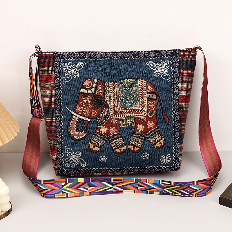 Image of Vintage Ethnic Style Shoulder Bag, Vintage Embroidered Cross-body Bag, Women's Fashion Handbag And Wallet