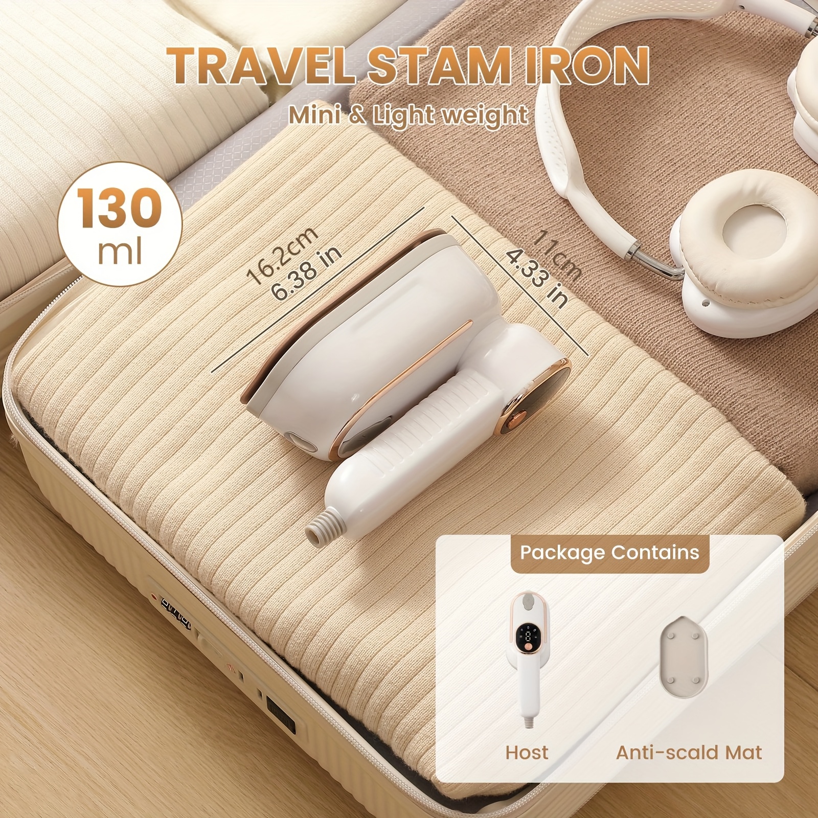 iron for clothes mini portable ironing machine small size power supply 220v 240v ideal for college dorm and home use Product details 1