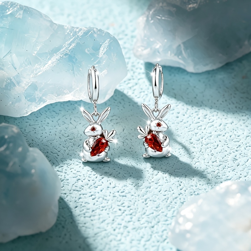 2pcs Cute Rabbit Carrying Carrot Earrings